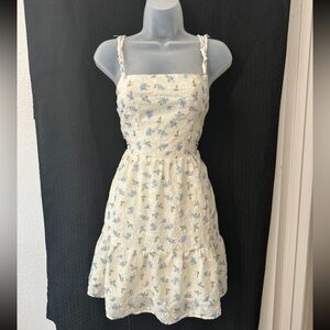 White & blue floral dress